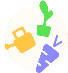 Jardi logo — watering can and garden tools symbol representing the collaborative spirit of the app